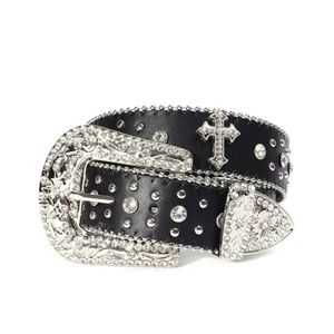 Black Cross Rhinestone Belt